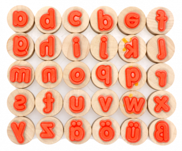 Holzstempel Kleinbuchstaben abc